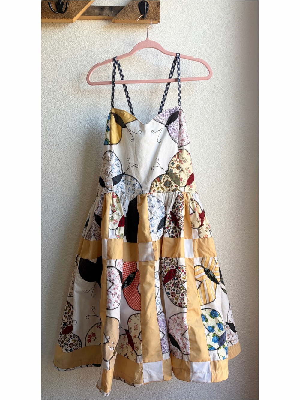 Vintage Butterfly Patchwork Handmade Lace Back Dress XL
